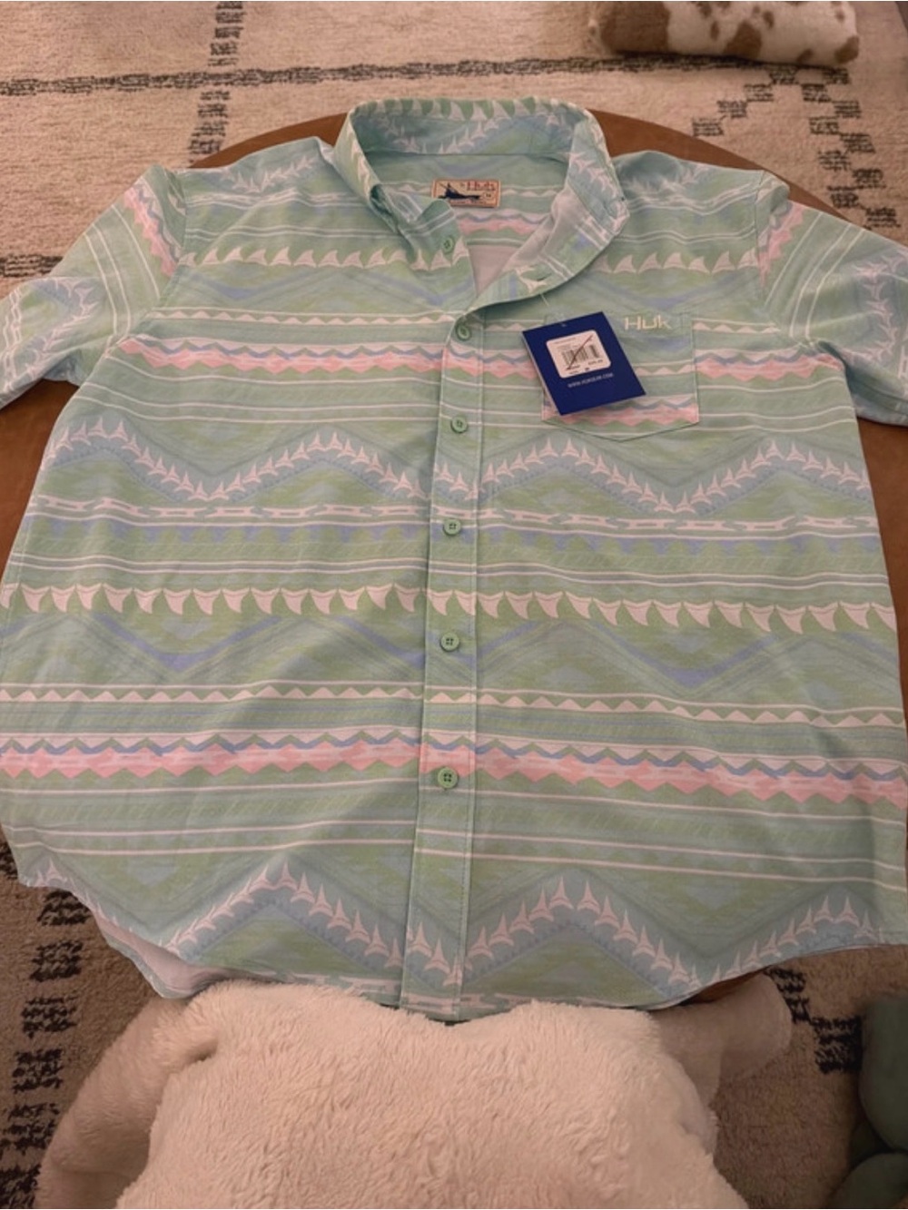 Huk Mint Green Patterned Button-Up Shirt
